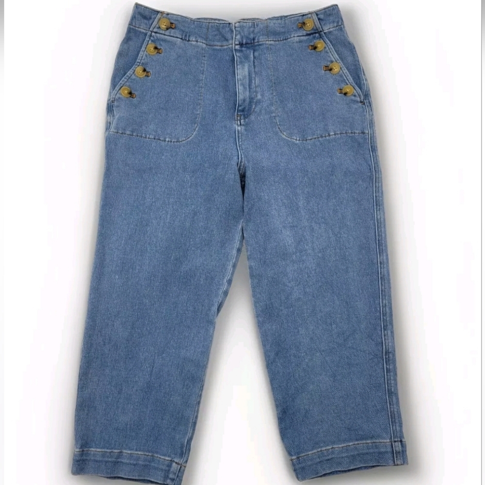 Talbots Jeans Sailor Button Details Light Wash Stretch Denim Size 12P